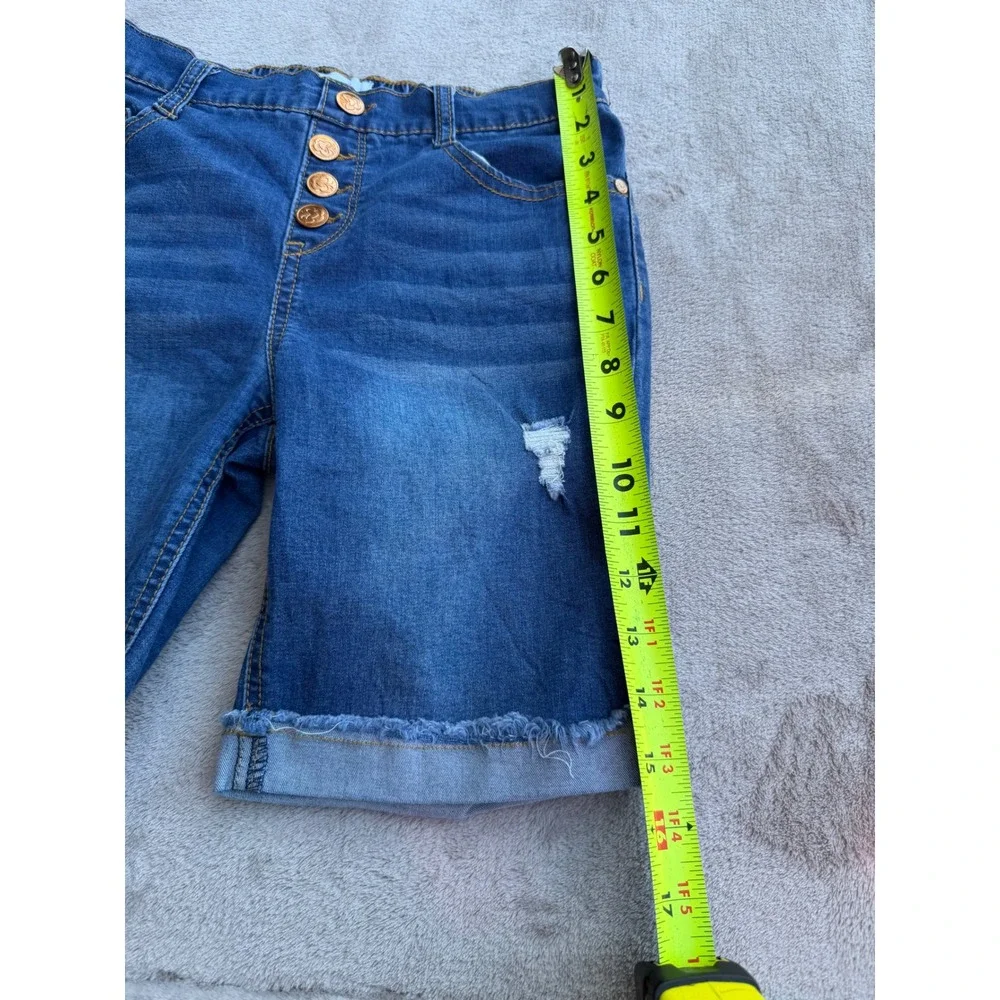 Beautees Denim Bermuda Shorts Girls 14 Blue Distressed Button Fly